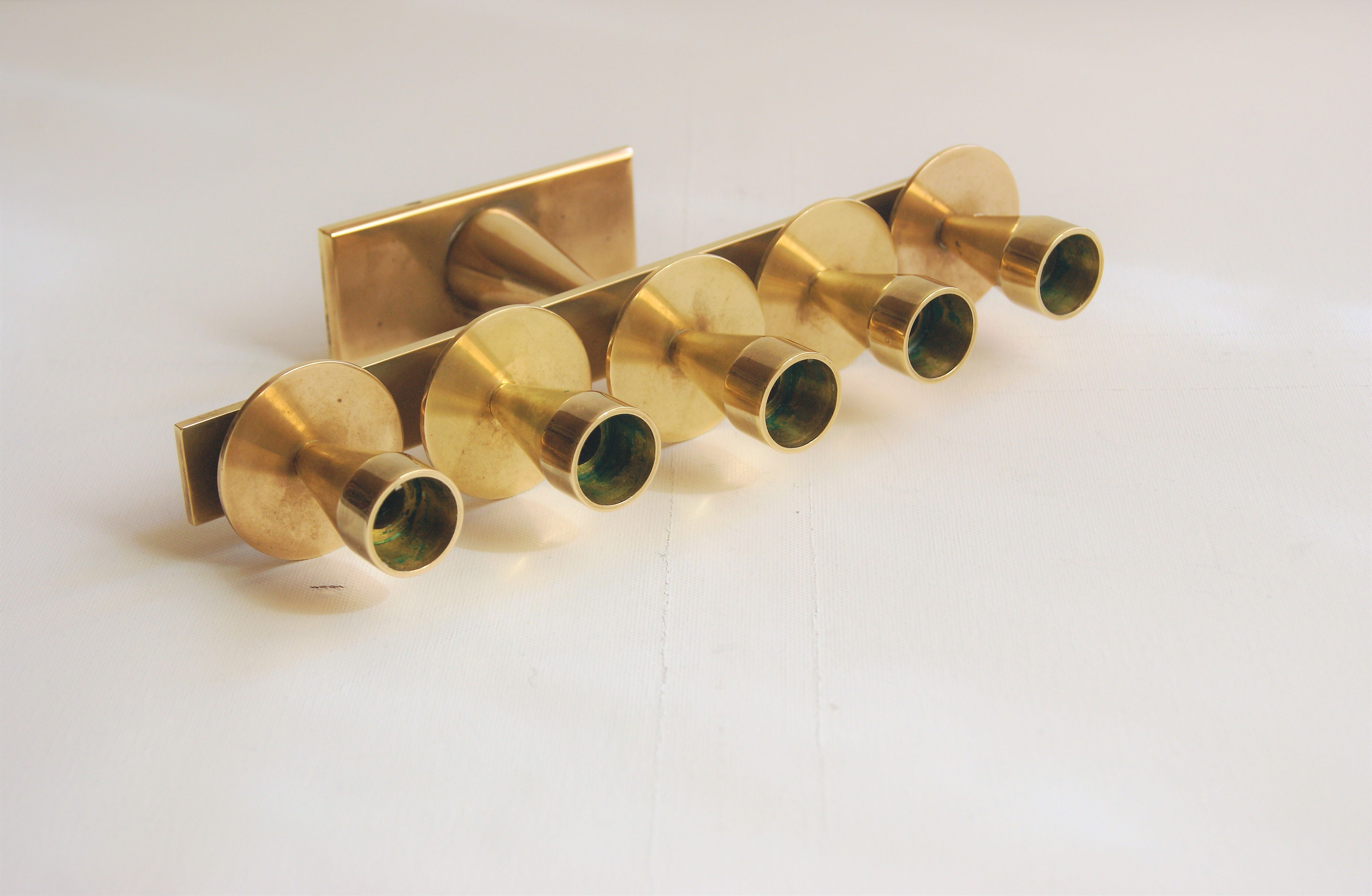 Rare mid-century modern brass candle hold from KARA Denmark 1960s.
