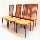 Series of six Scandinavian chairs in solid teak