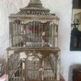 Large antique wooden birdcage