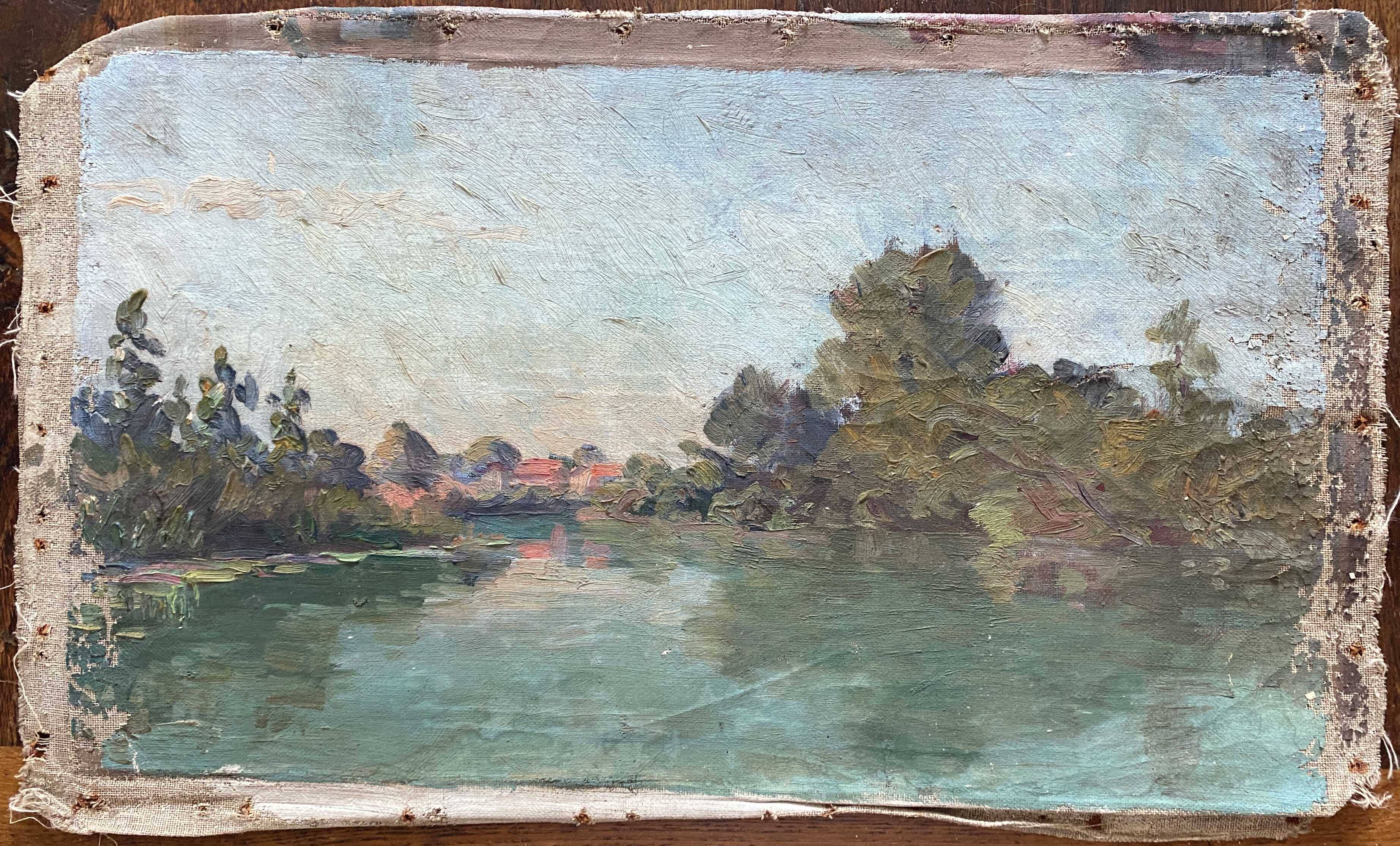 HST painting "Countryside landscape with river" by Pierre BONNEROT (1891-1981)