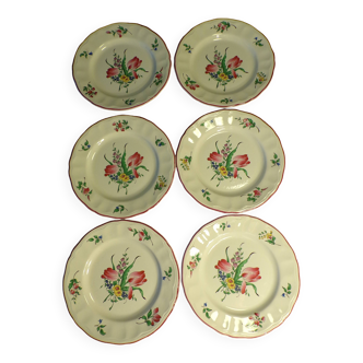 6 assiettes plates Lunéville service "Réverbère"