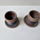 Set of 2 ceramic egg cups Signed Ludovic