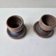 Set of 2 ceramic egg cups Signed Ludovic