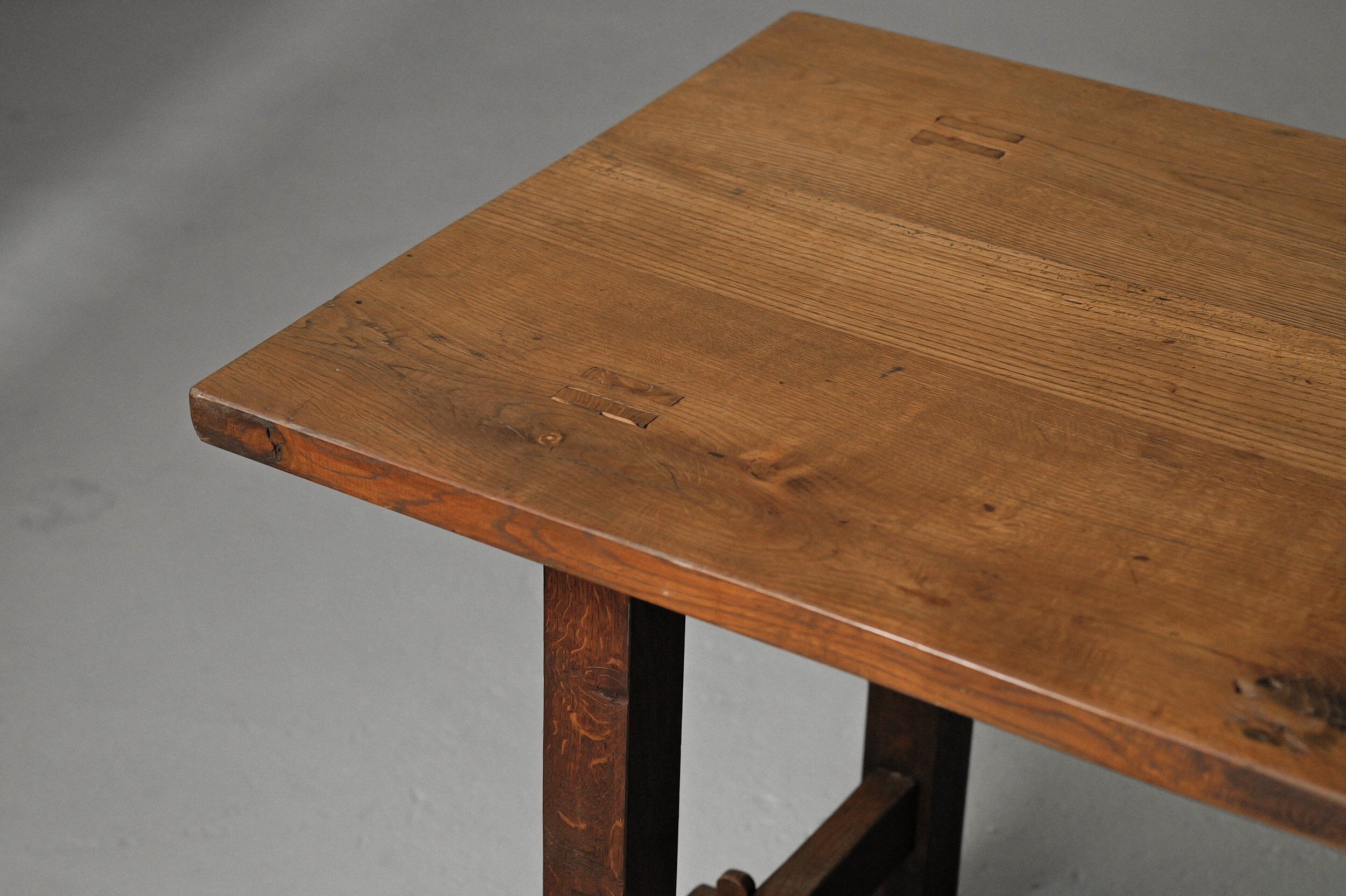 Solid oak farmhouse table, 1970 – Handcrafted