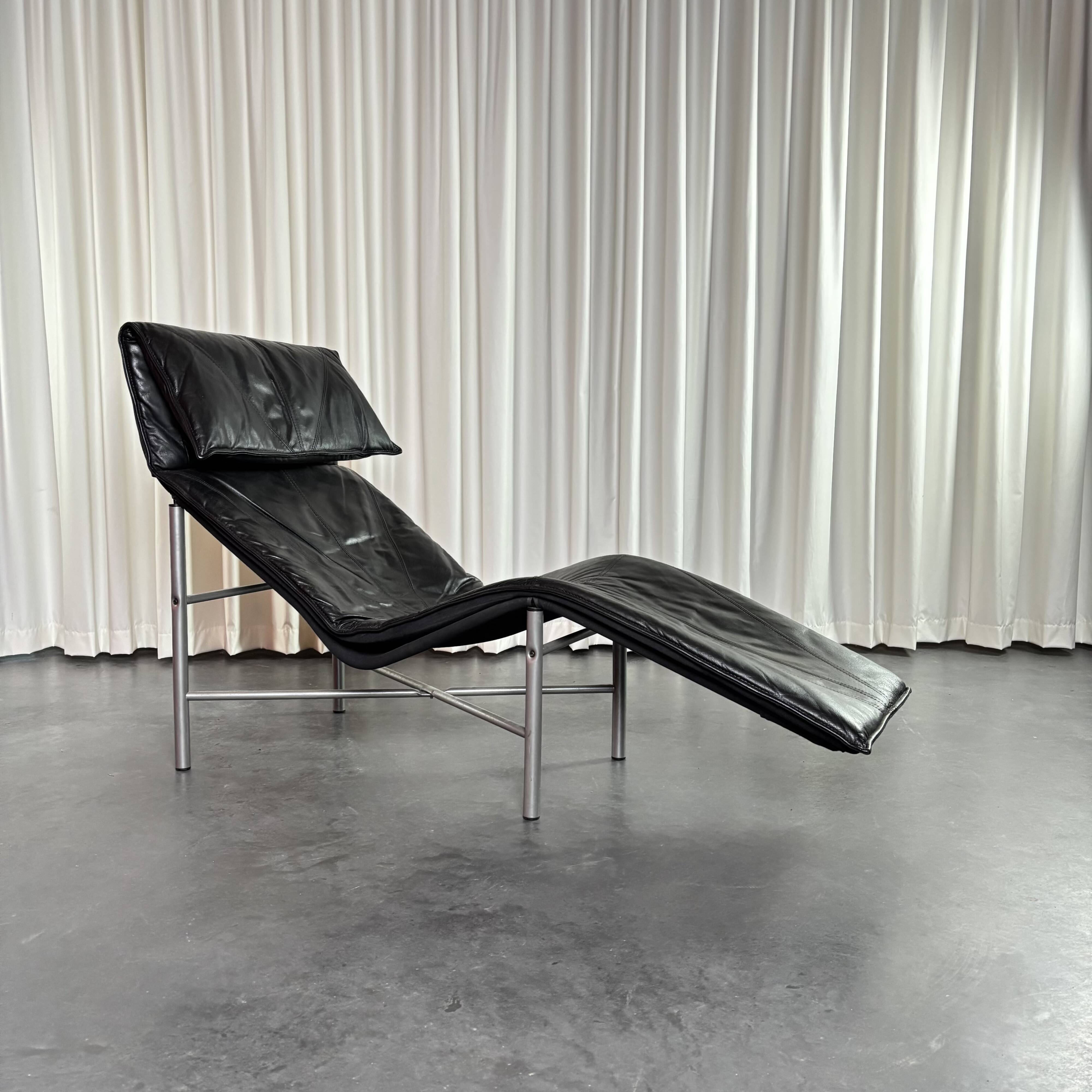 Chaise Longue Skye en Cuir Noir par Tord Björklund pour Ikea, Suède, 1980