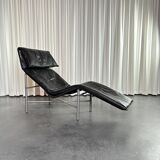 Chaise Longue Skye en Cuir Noir par Tord Björklund pour Ikea, Suède, 1980