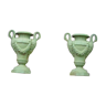 Paire de vases en fonte xixe anses decor de cygnes