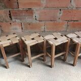 Set of 4 authentic wooden stools