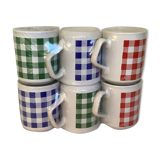 6 Tams England checkered mug cups