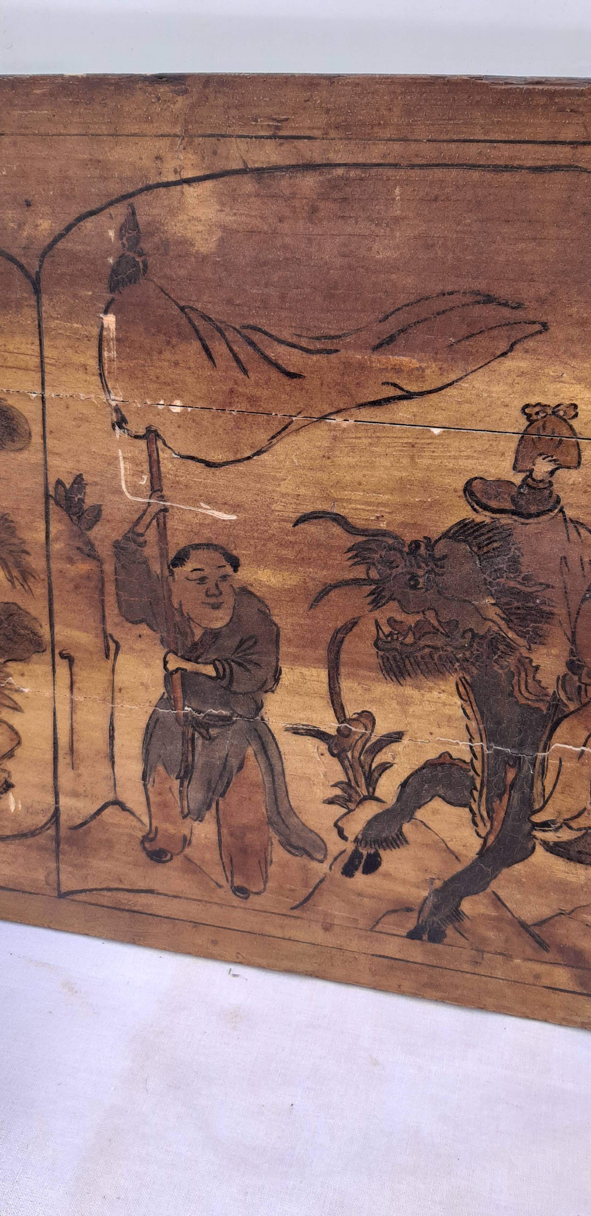 Panel Silkscreened wood China 19th