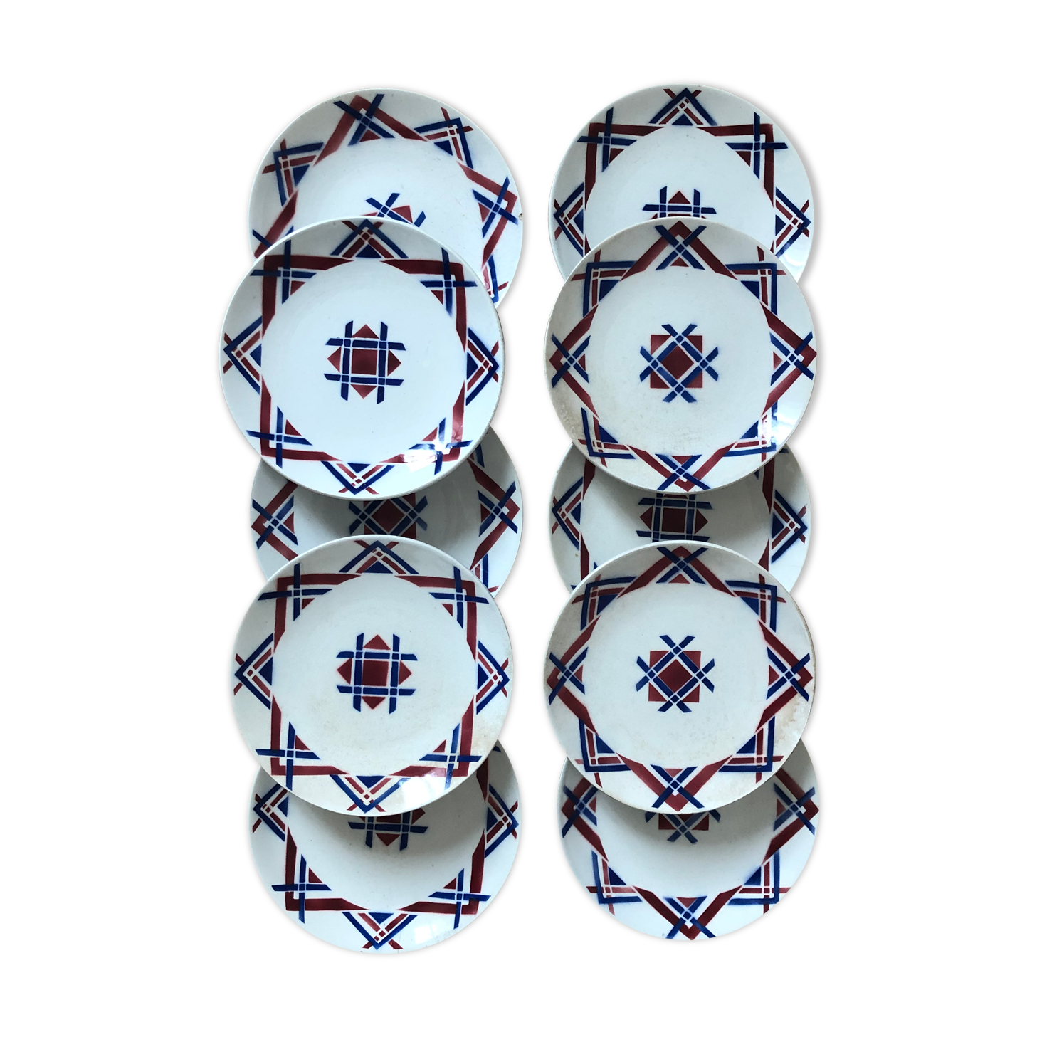 Set of 10 dessert plates in earthenware