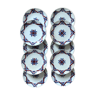 Set of 10 dessert plates in earthenware