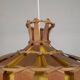 Vintage hanging lamp with rattan shade, palm leaf and fabric, 1970s