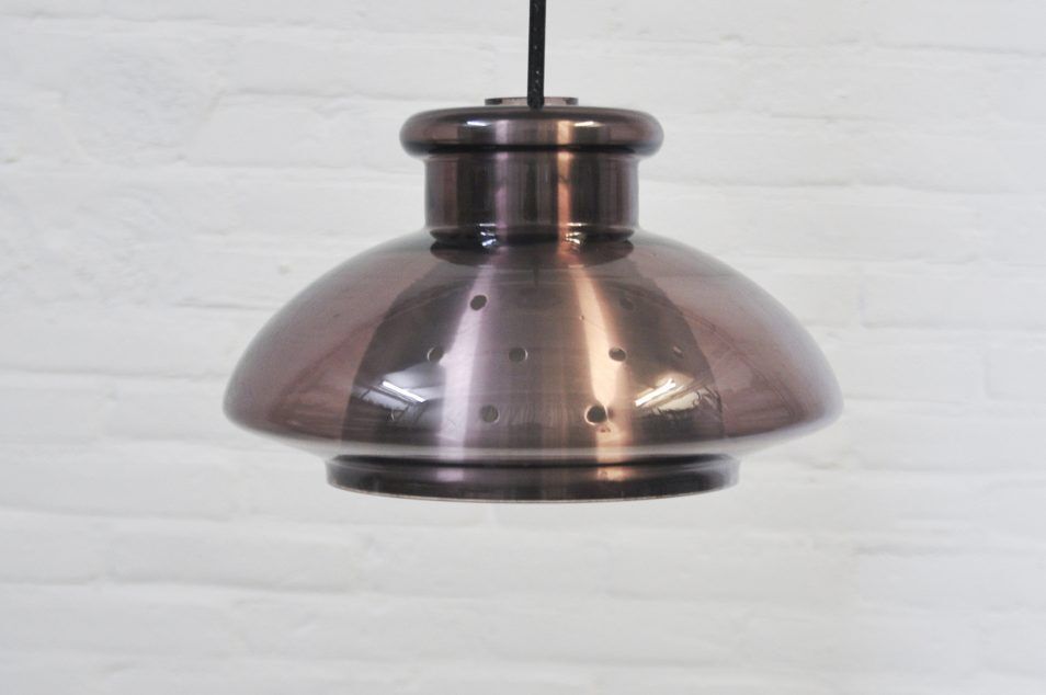 Vintage purple glass pendant lamp by Doria Leuchten 1970
