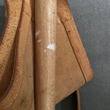 Folding stool leather and bamboo 1970