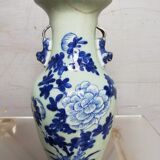 Vase celadon enamel white and blue chinese porcelain 19th