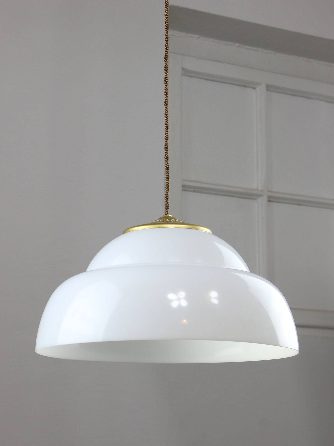 Mid-century Italian Brass and Plexiglass Pendant Lamp