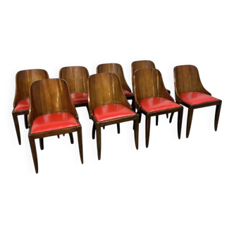 8 x De Coene Frères chairs by Kortrijkse Kunstwerkstede Art Deco 1930s