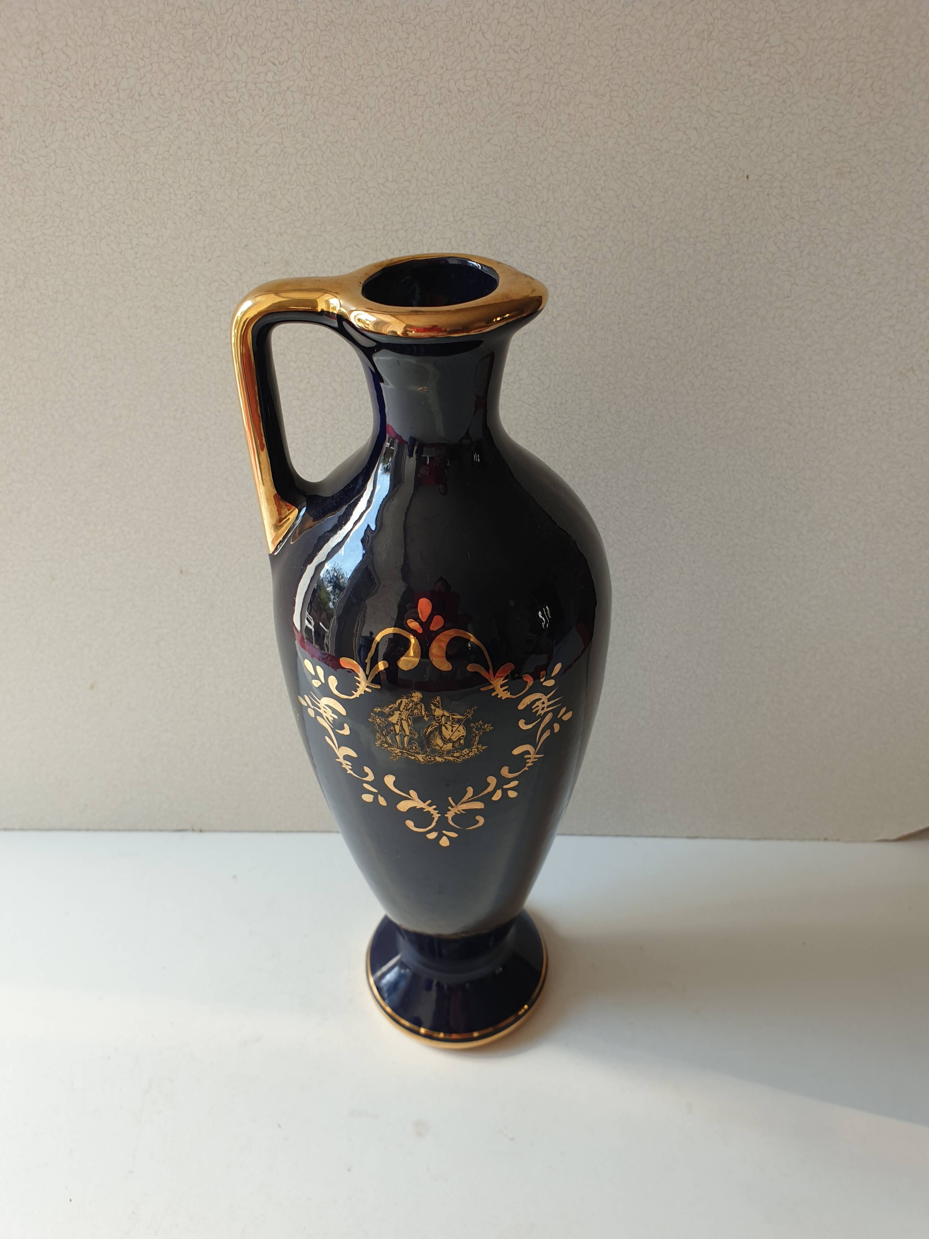 Navy Blue Porcelain Soliflore Vase - Coronetti Cunardo Italy