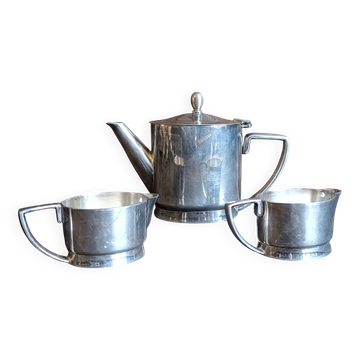 Ensemble de thé Art Déco vintage – Théière géométrique et deux tasses assorties
