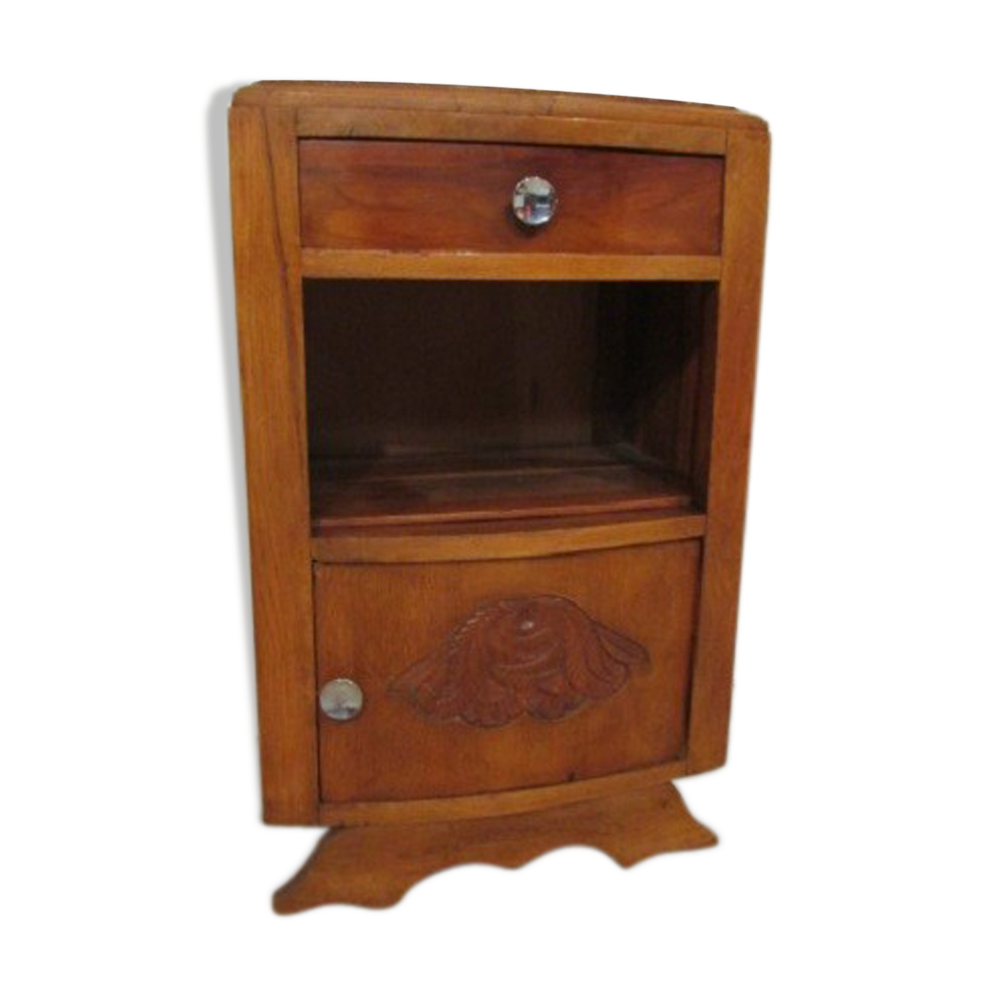 Art-deco, walnut and oak bedside table
