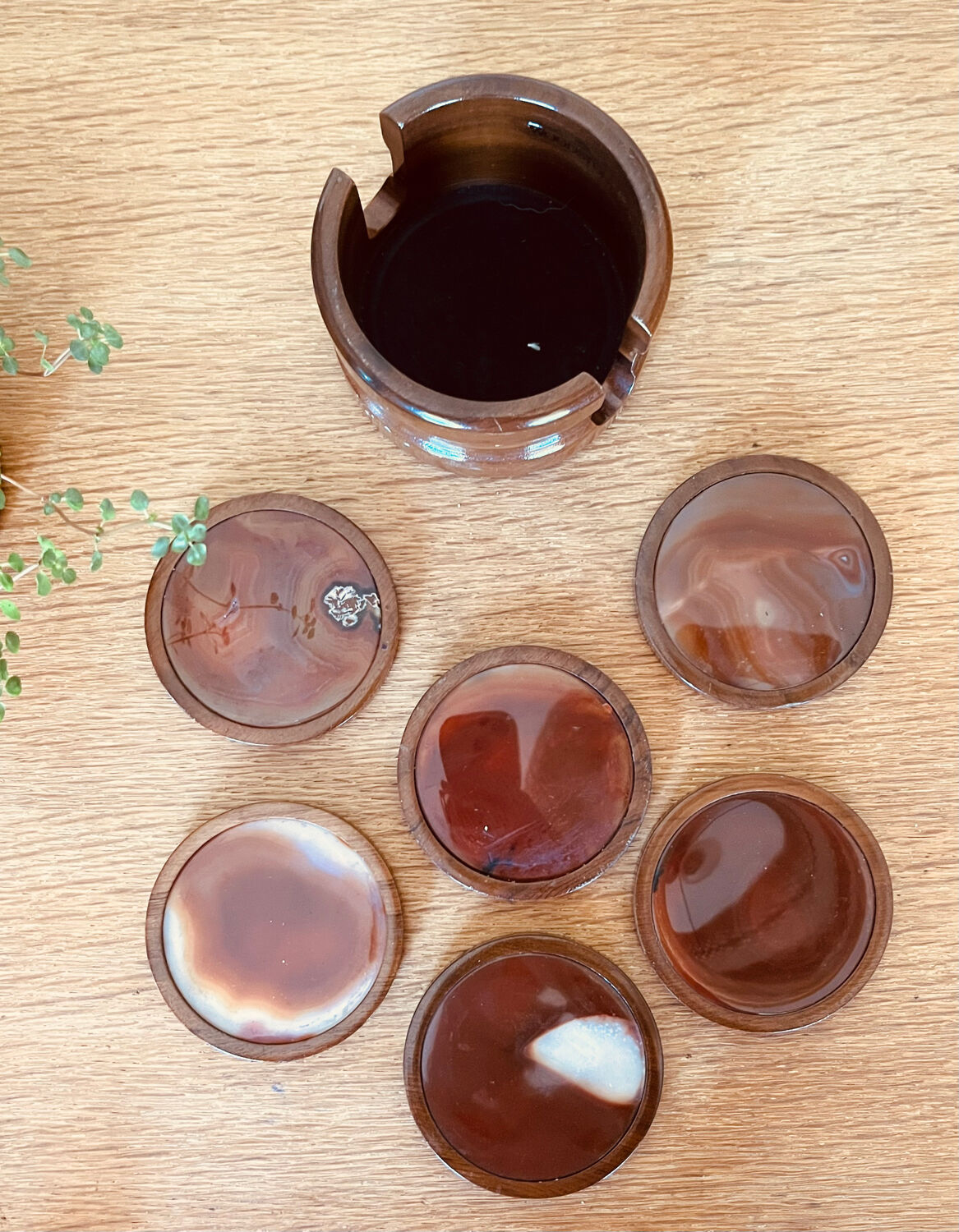 Wood and agate coasters