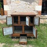 Storage unit, vintage icebox unit, wooden and zinc fridge unit, bar