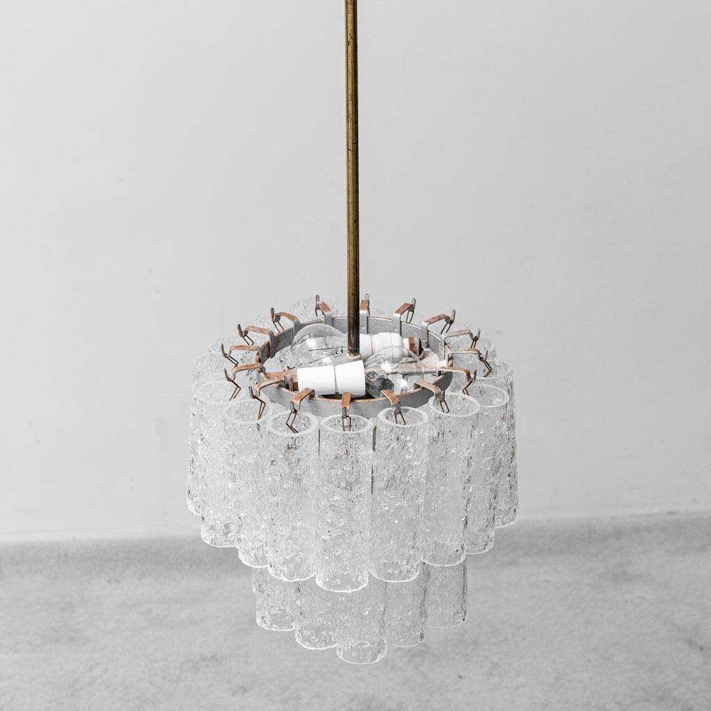 1960s vintage modern antique blown murano glass 3-light chandelier