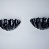 Pair of shell wall lights, black ceramic, Italy, 1970