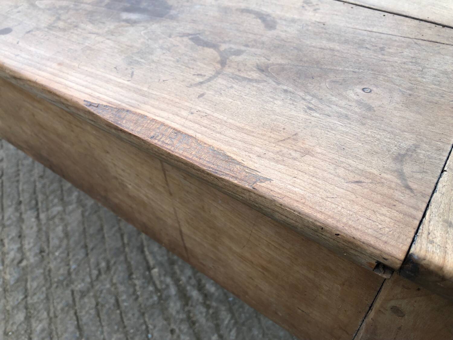 Antique cherry farmhouse table with 3 drawers