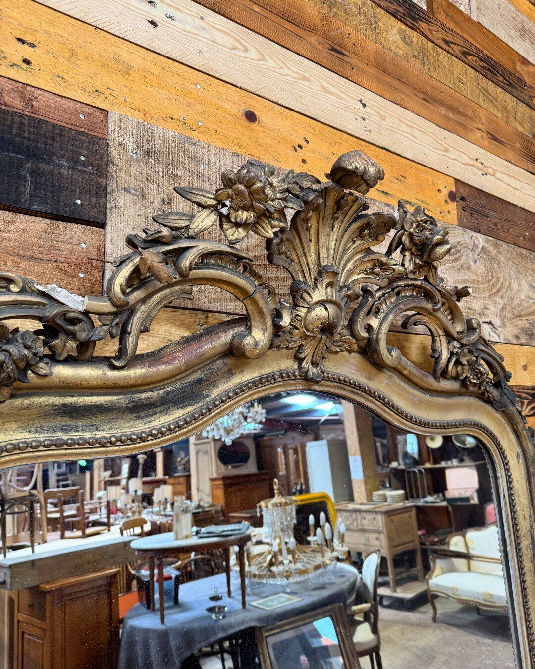 Large gilded mirror - 19th century
