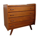 Commode vintage scandinave des années 60 teck pieds compas