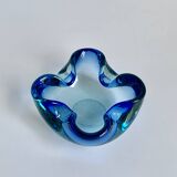 Murano Glass Bowl in Deep Blue and Mint Green