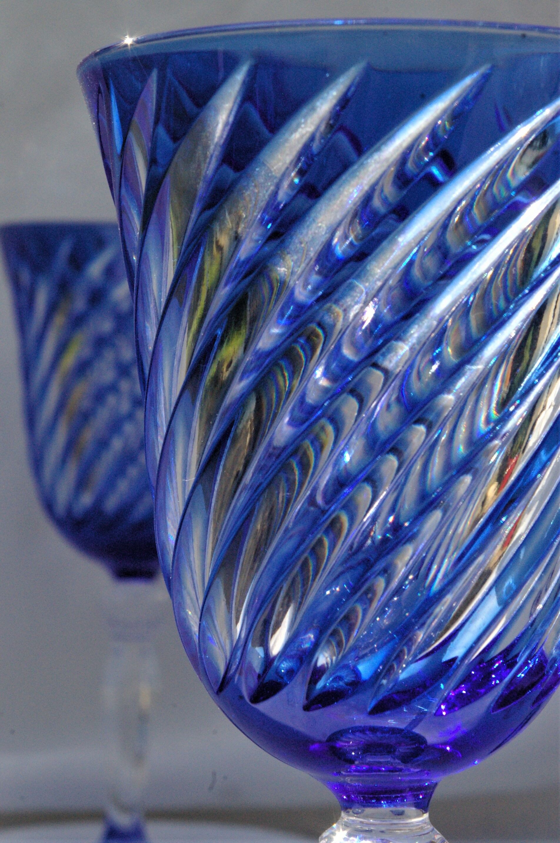 Cristal d'Arques - 6 Wine glasses model Blue Waltz - Double layer crystal