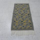 Authentic Margoum Nomad Kilim Rug Woven Flat Grey and Yellow