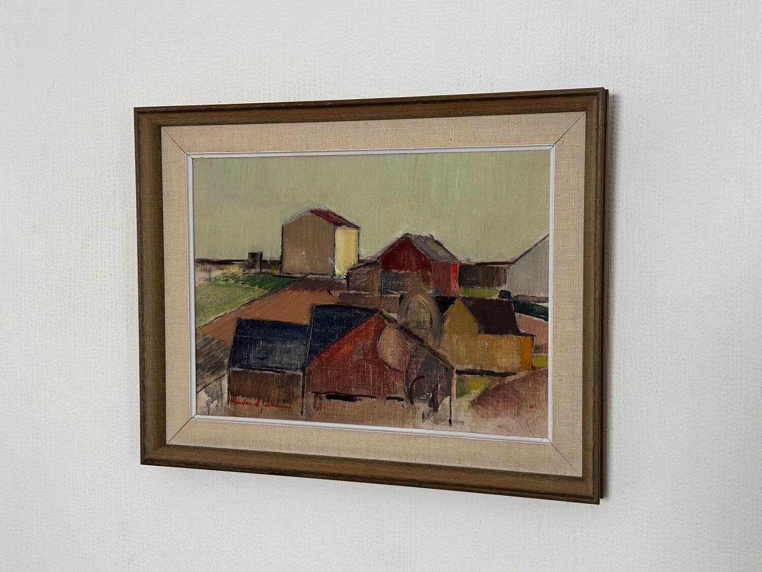 Oil on Canvas –“Rural Landscape with Barns” by Gustav‑Adolf Johansson