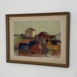 Oil on Canvas –“Rural Landscape with Barns” by Gustav‑Adolf Johansson