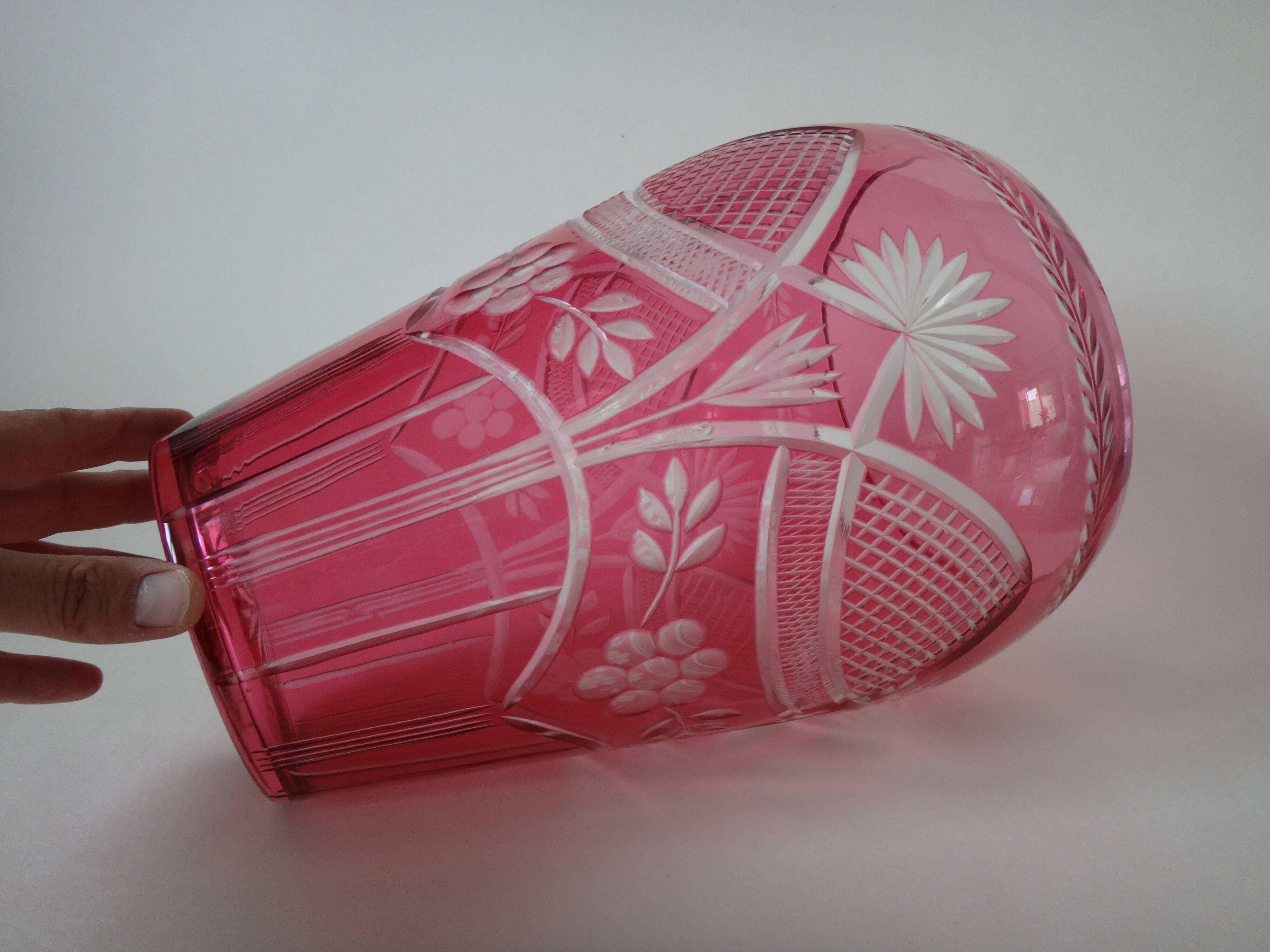 St. Louis Vase St Lambert pink crystal vase 29cm