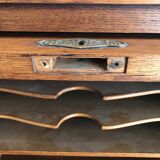 American desk with sliding shutter in solid oak, 20th century