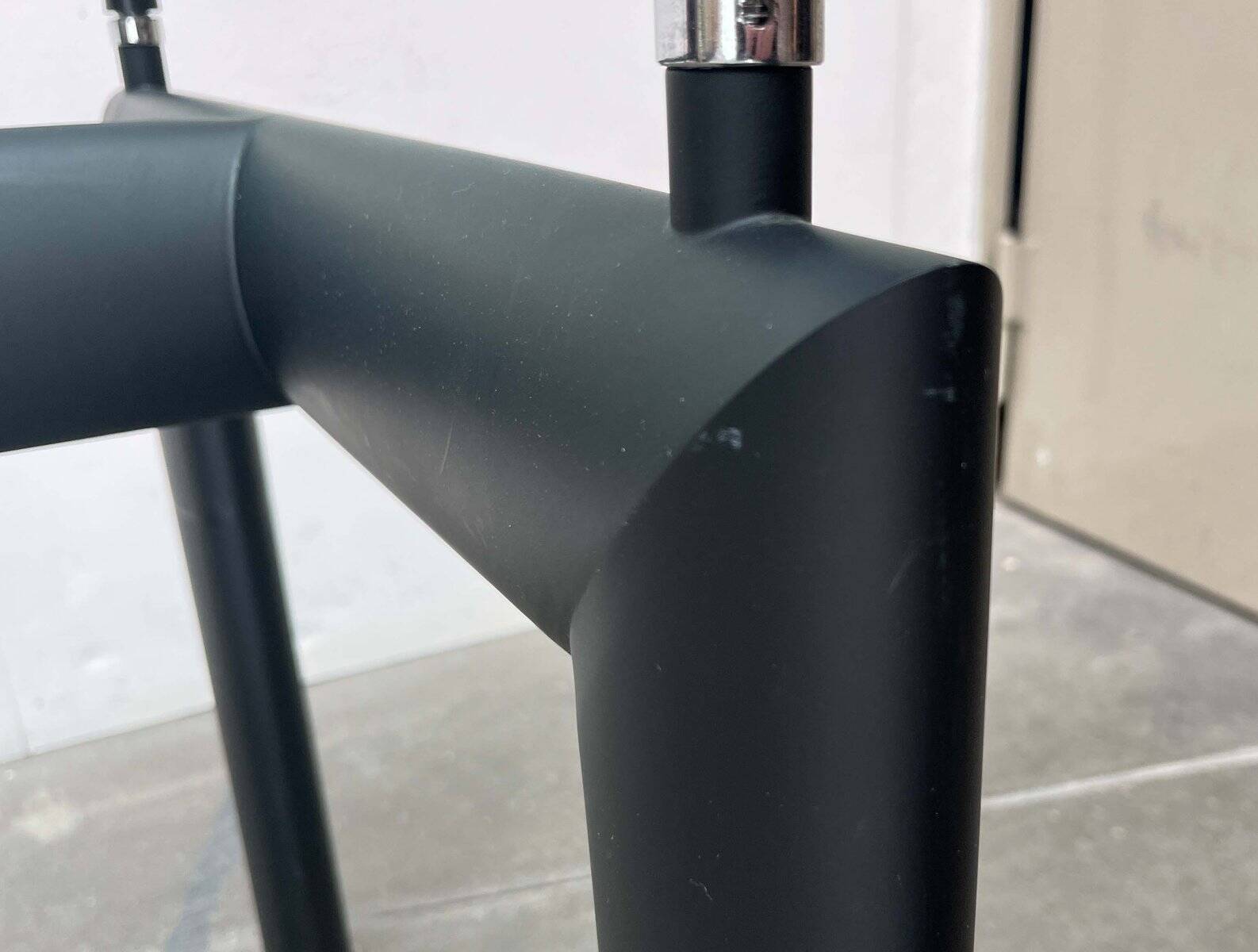 Italian model LC6 dining or office table in metal and glass by Le Corbusier, Pierre Jeanneret, Charlotte Perriand for Cassina.