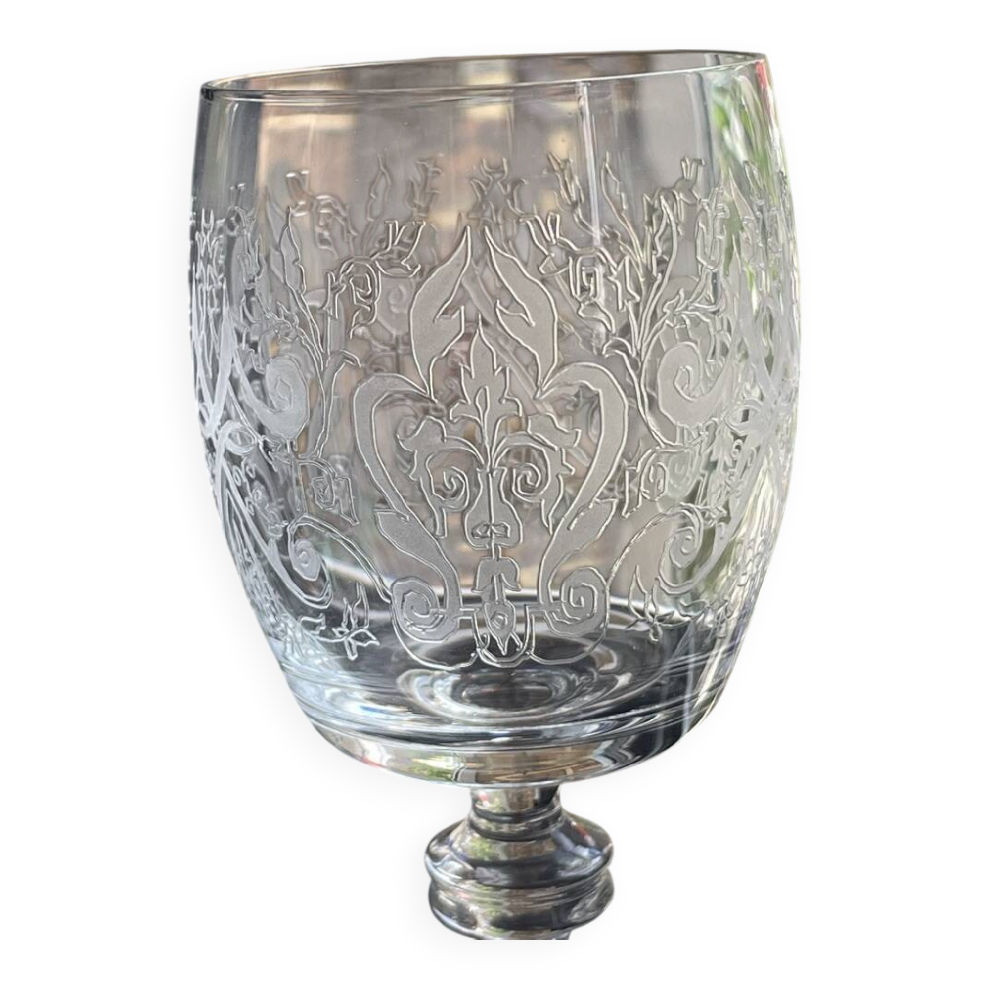 5 engraved crystal glasses