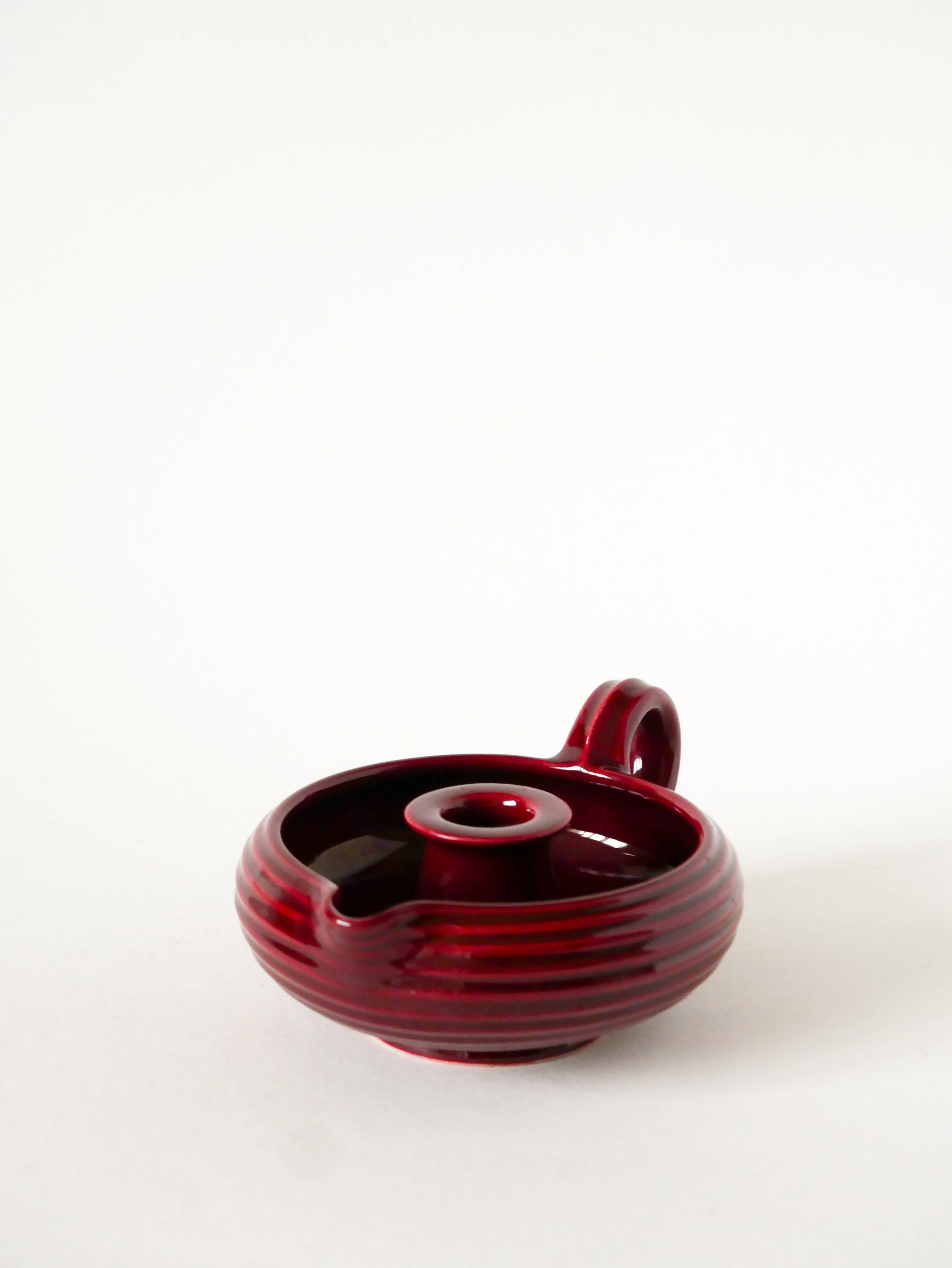 Large ceramic candle holder, Bordeaux, signed Vallauris, 1970