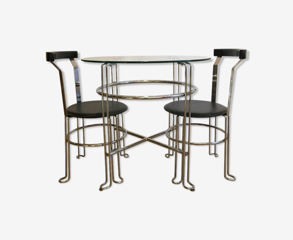 Glass Round Table And Chairs 70 80 Selency Glass Round Table And Chairs 70 80, How Big Of Round Table To Seat 80
