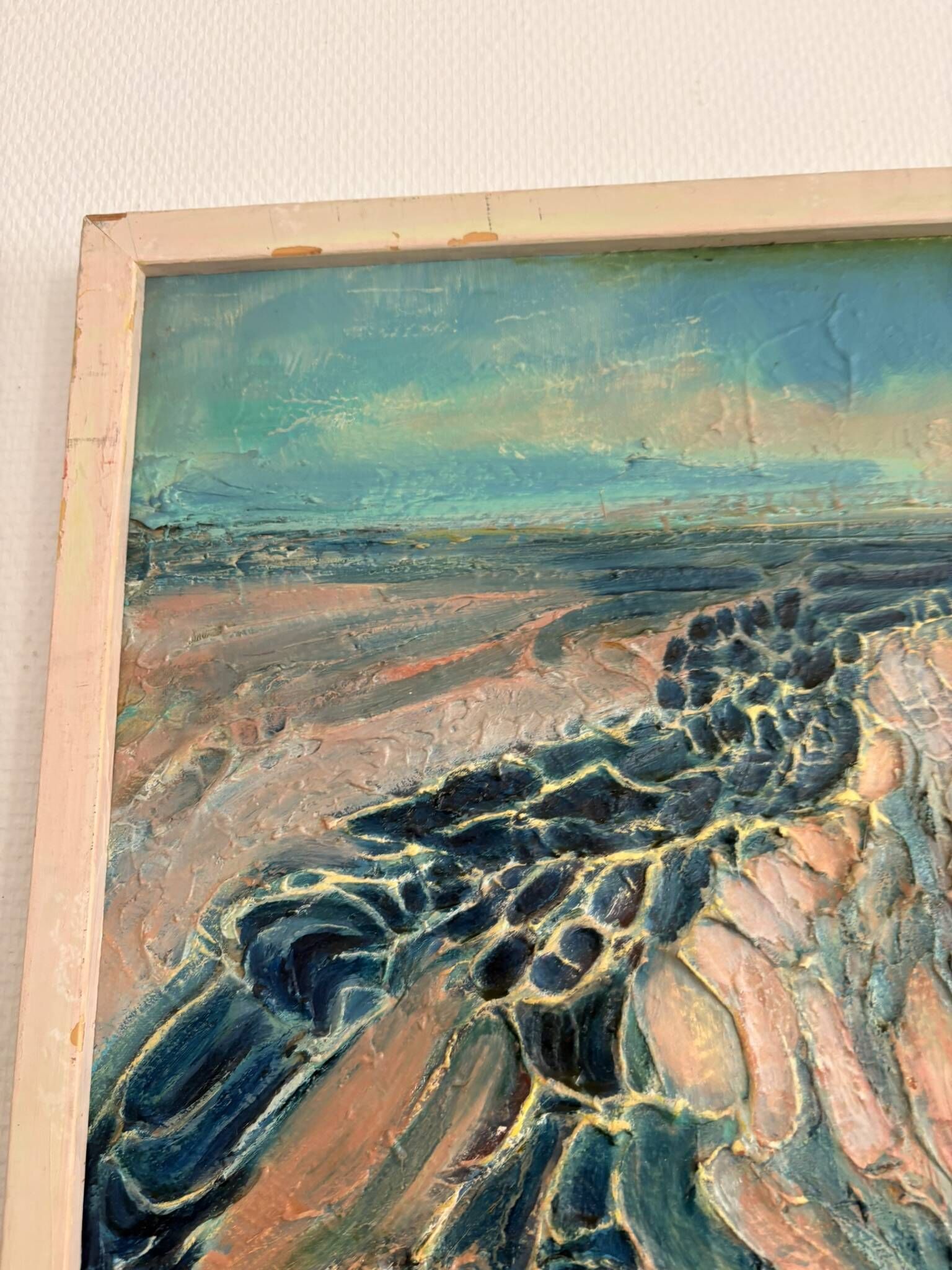 Tableau Peinture Expressionniste Impasto Marine Mer Rivière  Deloison