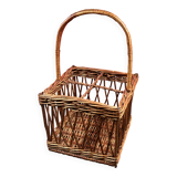 Antique Wicker Basket 4 Bottle Basket Good Condition 23 x 23 x 39 cm