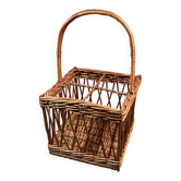Antique Wicker Basket 4 Bottle Basket Good Condition 23 x 23 x 39 cm