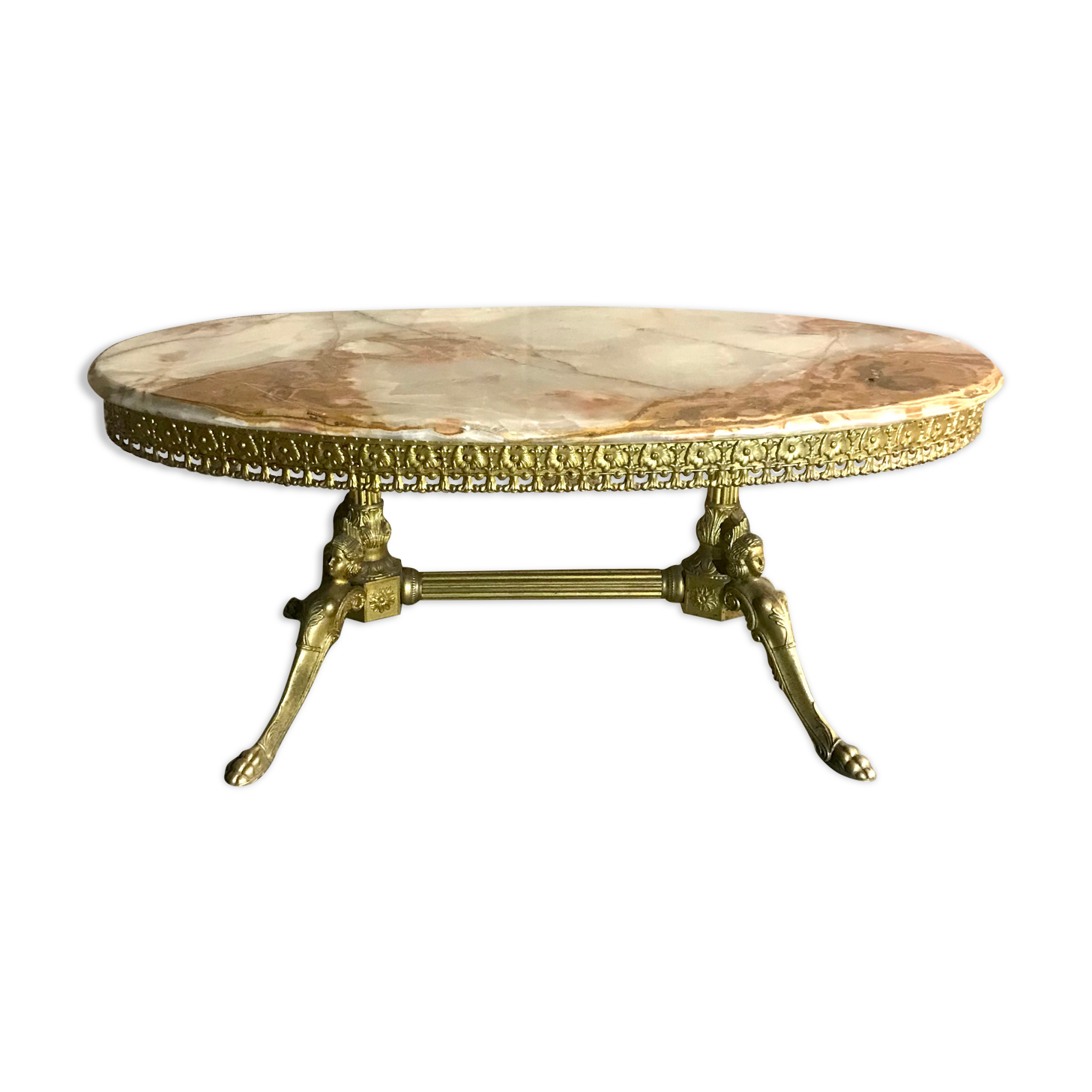 Marble and brass coffee table
