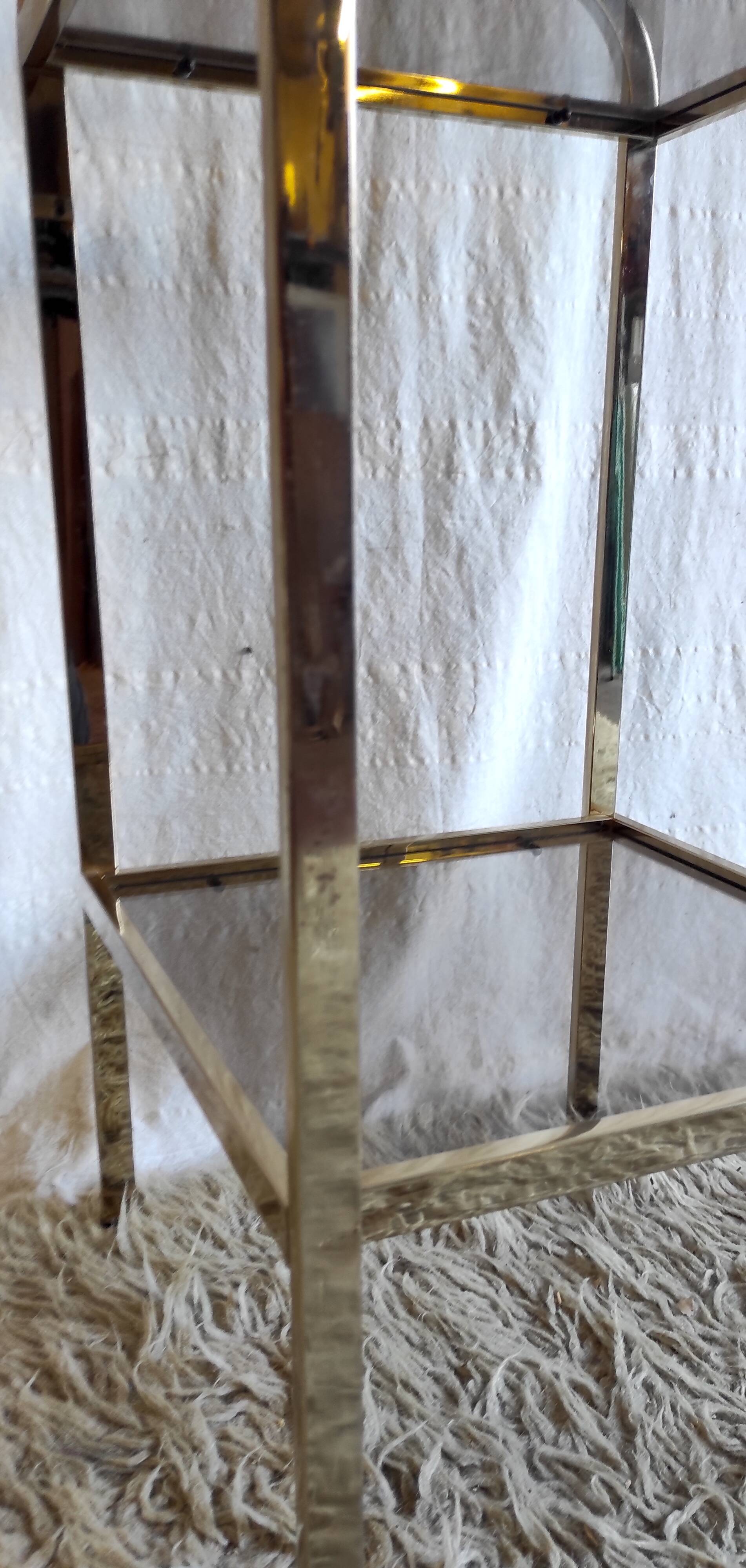 Gold metal and smoked glass side table - 1970s/80s