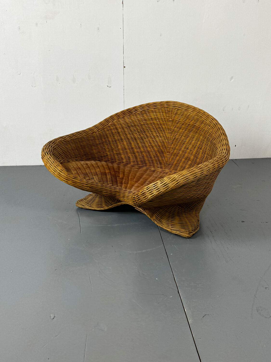 Vintage Shaped Wicker and bamboo Meditation Lotus Chair, 1970s