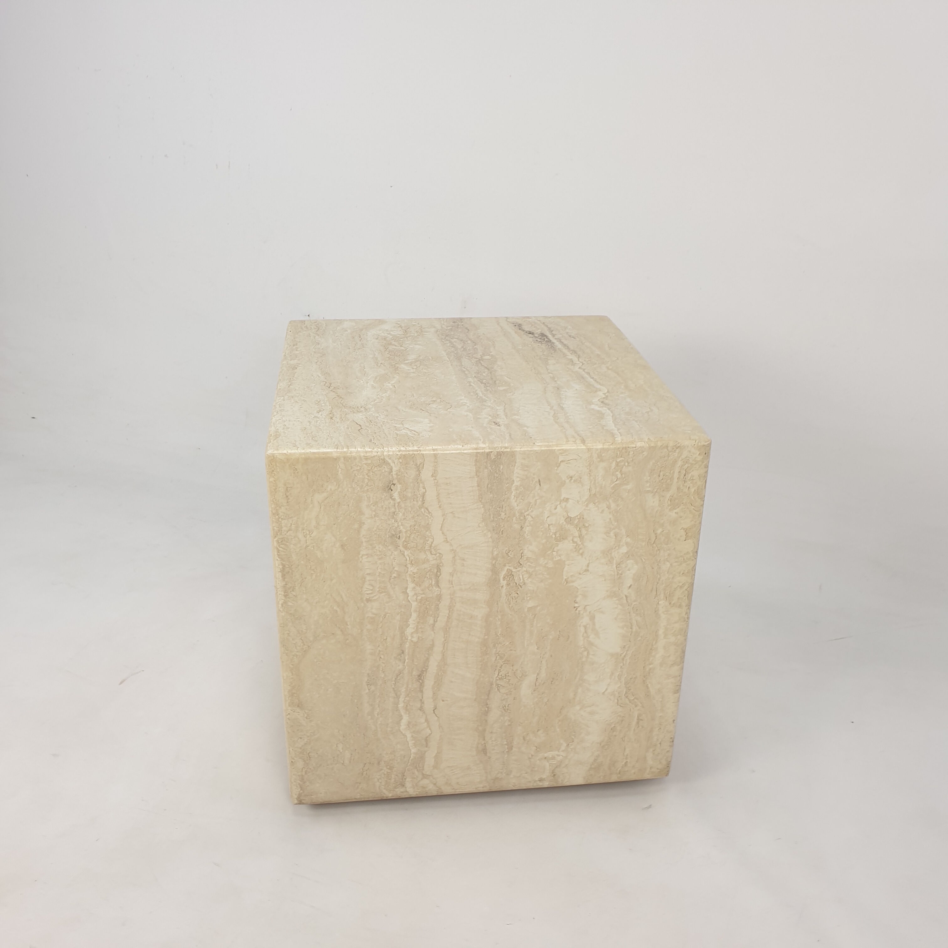 Italian Travertine Side Table, 1980's